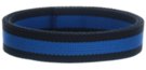 1-1/4" black and blue striped acrylic webbing