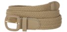 big beige braided stretch belt with leather buckle