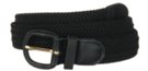 big black braided stretch belt with leather buckle