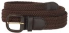 big brown braided stretch belt with leather buckle