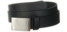 black casual leather dress belt with solid hook-style nickel buckle
