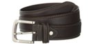 smooth wide casual brown leather belt with curved nickel buckle