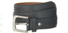 smooth wide casual gray leather belt with curved nickel buckle