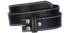 black leather snap buckle belt straps with contrasting stitching