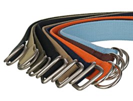 spread of cotton D-ring canvas belts