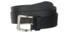 wide black harness strap casual belt with nickel polish buckle