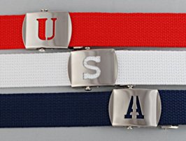 military buckles with cut-out initials