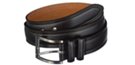 lambskin embossed medium wide leather belt with nickel buckle