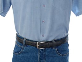 black leather belt with blue jeans