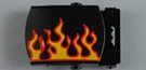 orange flames black military buckle
