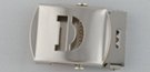 nickel polish military-style buckle with cut-out initial "D"