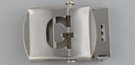 nickel polish military-style buckle with cut-out initial "G"