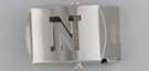 nickel polish military-style buckle with cut-out initial "N"