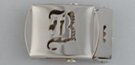 nickel polish military-style buckle with cut-out initial "B"