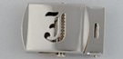 nickel polish military-style buckle with cut-out initial "J"