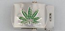 green stamped marijuana leaf nickel buckles