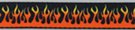 orange flames on black nylon webbing