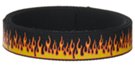 yellow flames on black webbing