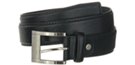 wide ostrich skin embossed black leather belt with nickel buckle
