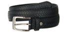 herringbone embossed black leather casual belt