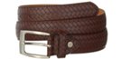 herringbone embossed brown leather casual belt
