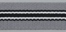 gray, black and white striped 1-1/4" webbing