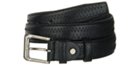 three skin embossed black leather casual belt with nickel buckle