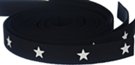 white 5-point star print on black webbing strap