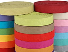 stacks of colorful webbing mini-rolls